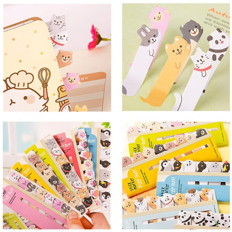 FMELAH Cute Animals DIY Sticker Bookmarks Memo Pad Sticky Notepaper Sticky Notes Page Flags Self-Stick Tab Bookmark Marker Pad Cartoon Office School Supplies - Image 5